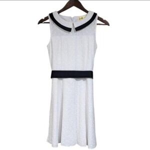 Modcloth Nautical Lace Mini Sundress Sz Small White Navy Sailor Collared Preppy